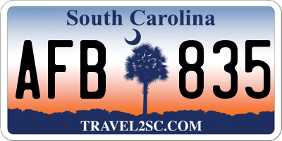 SC license plate AFB835