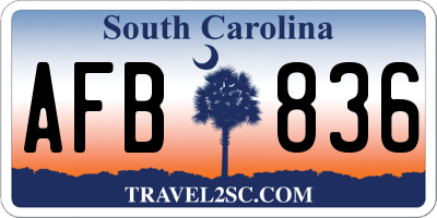 SC license plate AFB836