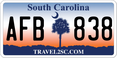 SC license plate AFB838