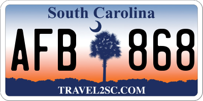 SC license plate AFB868