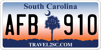 SC license plate AFB910