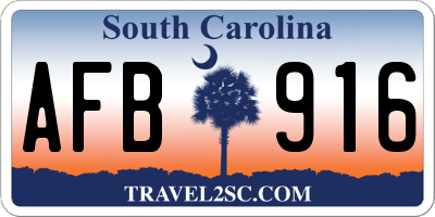 SC license plate AFB916