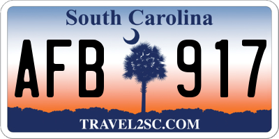 SC license plate AFB917