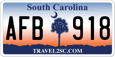 SC license plate AFB918