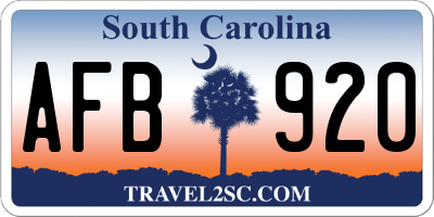 SC license plate AFB920