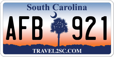 SC license plate AFB921