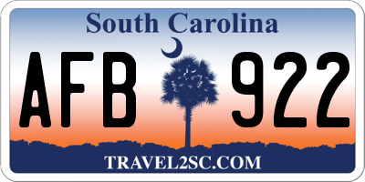SC license plate AFB922