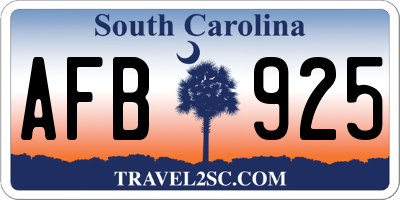 SC license plate AFB925