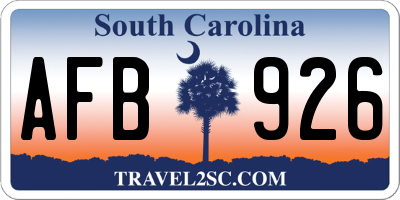 SC license plate AFB926