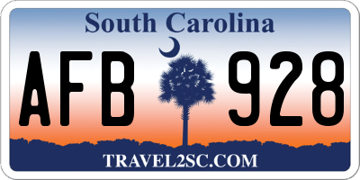 SC license plate AFB928