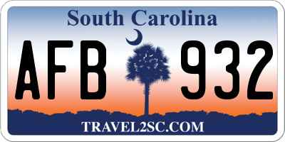 SC license plate AFB932
