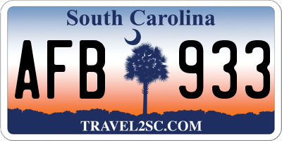 SC license plate AFB933