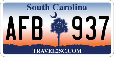 SC license plate AFB937