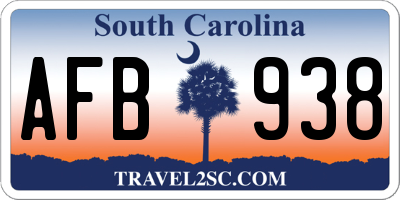 SC license plate AFB938