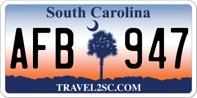 SC license plate AFB947