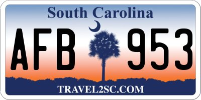 SC license plate AFB953
