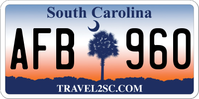 SC license plate AFB960