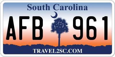 SC license plate AFB961
