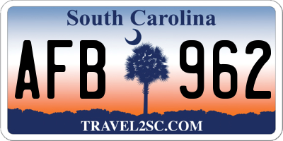 SC license plate AFB962