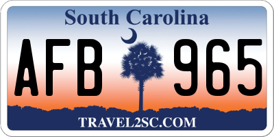 SC license plate AFB965
