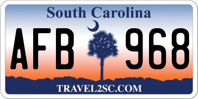 SC license plate AFB968