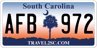 SC license plate AFB972
