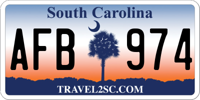 SC license plate AFB974