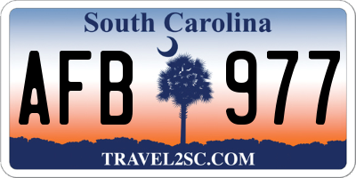 SC license plate AFB977