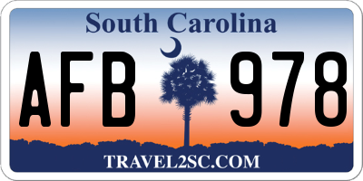 SC license plate AFB978