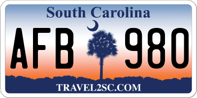 SC license plate AFB980