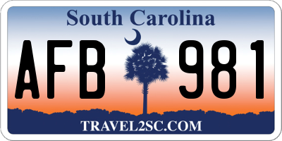 SC license plate AFB981