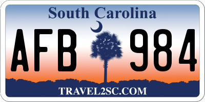 SC license plate AFB984