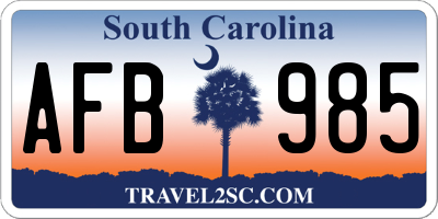 SC license plate AFB985