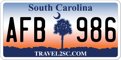 SC license plate AFB986