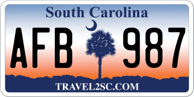 SC license plate AFB987