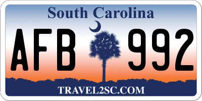 SC license plate AFB992
