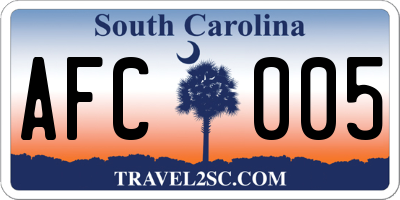 SC license plate AFC005
