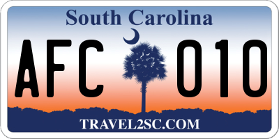 SC license plate AFC010