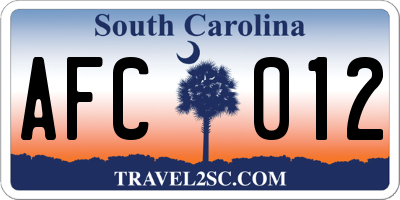 SC license plate AFC012
