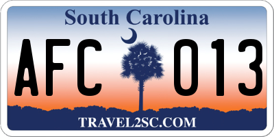 SC license plate AFC013