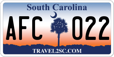 SC license plate AFC022