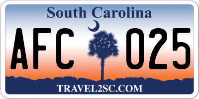SC license plate AFC025