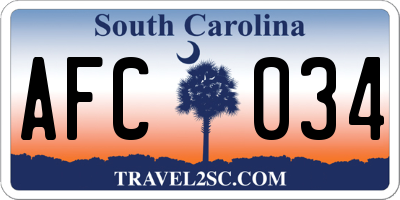SC license plate AFC034