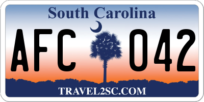 SC license plate AFC042