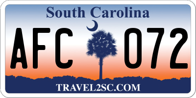 SC license plate AFC072