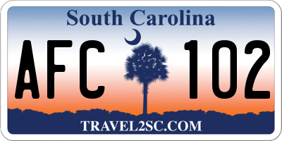 SC license plate AFC102
