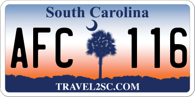SC license plate AFC116