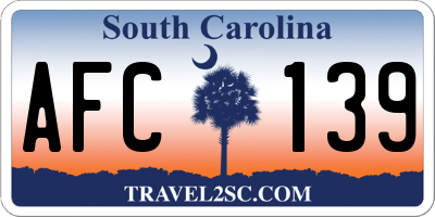 SC license plate AFC139