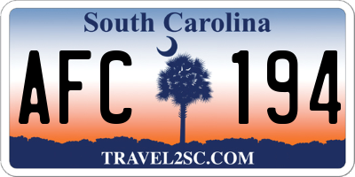 SC license plate AFC194