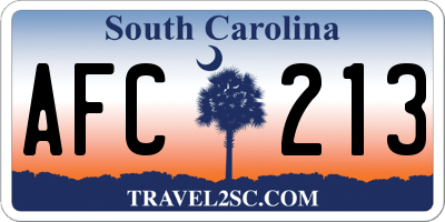SC license plate AFC213